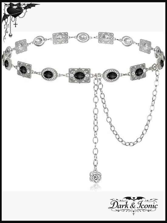 Vintage Rhinestone Concho Belt Boho Metal Waist Chain for Jeans Dresses main image 4